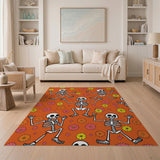 Dancing Skeletons Marigold Area Rug