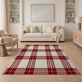Red Plaid Checkered Rustic Farmhouse Area Rug