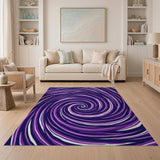 Purple Spiral Abstract Area Rug