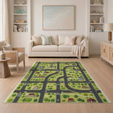 Playful Cartoon Neighborhood Map Area Rug