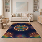 Vibrant Geometric Light Bulb Area Rug