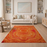 Abstract Area Orange Swirling Orange Abstract Area Rug