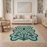 Teal Leaf Arch Floral Area Rug