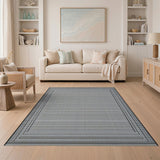 Black White Framed Grid Geometric Rug
