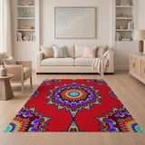 Vibrant Red Mandala Multi-Color Area Rug