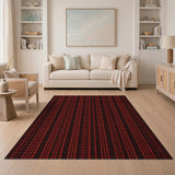 Bold Red Grid Geometric Area Rug