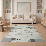 Dreamy Grey Bears Clouds Stars Nursery Rug