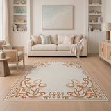 Orange Floral Border Area Rug