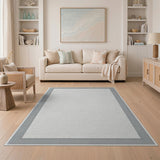Sleek Grey Border Modern Area Rug
