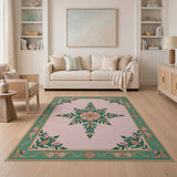 Ornate Pink Floral Medallion Persian Rug