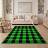 Vibrant Green Black Buffalo Check Area Rug