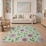 Floral Vintage Pink Pink Daisy Floral Area Rug