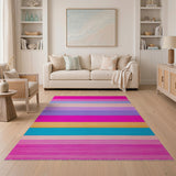 Vibrant Multi-Stripe Fringe Area Rug