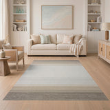 Modern Beige Grey Striped Area Rug