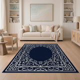 Navy Blue Traditional Persian Border Rug