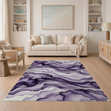 Purple Fluid Purple Waves Abstract Area Rug