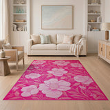 Vibrant Pink Floral Area Rug with Lush Blooms