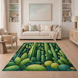 Lush Green Cactus Succulent Area Rug