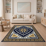 Navy Gold Southwestern Geometric Area Rug
