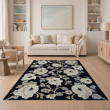 Elegant White Anemone Floral Area Rug