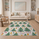 Multi-color and Patterns Whimsical Christmas Trees Stars Area Rug