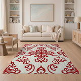 Floral Vintage Elegant Red Floral Damask Area Rug