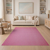 Charming Pink Gingham Checkered Area Rug