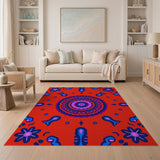 Multi-color and Patterns Vibrant Red Mandala Persian Area Rug