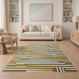 Gold Layered Geometric Area Rug