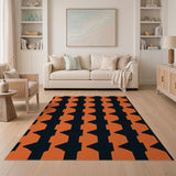 Orange Bold Orange Black Zigzag Geometric Area Rug