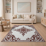Traditional Persian Ornate Brown Floral Border Area Rug