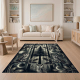 Moonlit Owl Forest Black White Area Rug