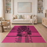 Bold Pink Tiger Face Area Rug