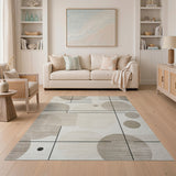 Modern Geometric Beige Circles Area Rug