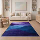 Layered Purple Wave Abstract Area Rug
