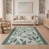 Lush Green Leaf Floral Area Rug