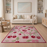 Whimsical Cherry Bow Pink Area Rug