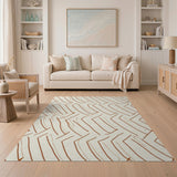 Beige Zigzag Line Geometric Area Rug