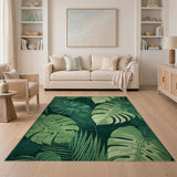 Lush Oversized Monstera Leaf Green Area Rug