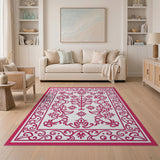 Pink Ornate Persian Floral Area Rug