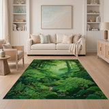 Lush Sunlit Forest Area Rug