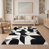 Black White Geometric Black and White Area Rug