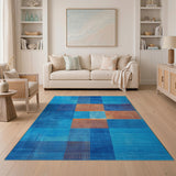 Blue Geometric Abstract Geometric Modern Area Rug