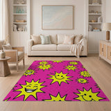 Cheerful Smiley Suns Pink Area Rug