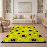 Cheerful Smiling Sunflowers Yellow Area Rug