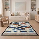 Vibrant Geometric Fish Multi-Color Area Rug