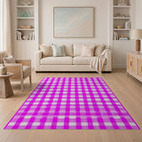 Vibrant Pink Gingham Checkered Area Rug