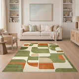 Green Modern Green Geometric Area Rug