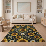 Sunflower Daisy Yellow Floral Area Rug