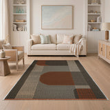Modern Geometric Orange Grey Area Rug